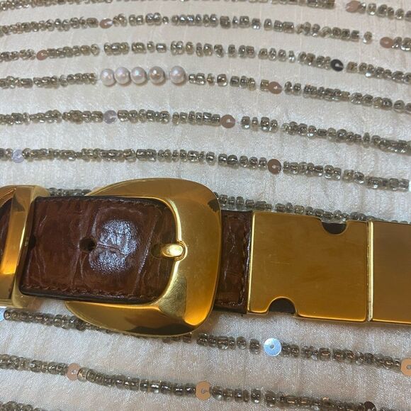 Nanni genuine alligator skin/ solid brass belt, L 34,5 inch - Picture 2 of 8